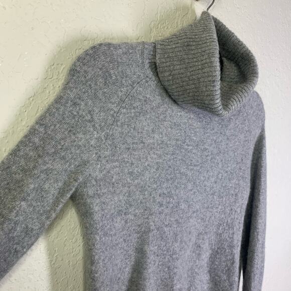 41 HAWTHORNE Sweater Porella Small Gray Cashmere Ribbed Turtle Neck High Low Hem - Picture 6 of 12